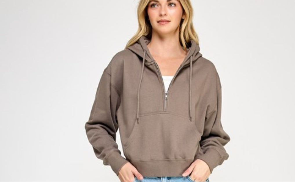 Cargo Short Set Half Zip Up Hoodie