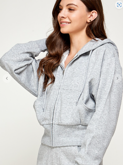 OVERSIZED CROP ZIP UP HOODIE JOGGER SET