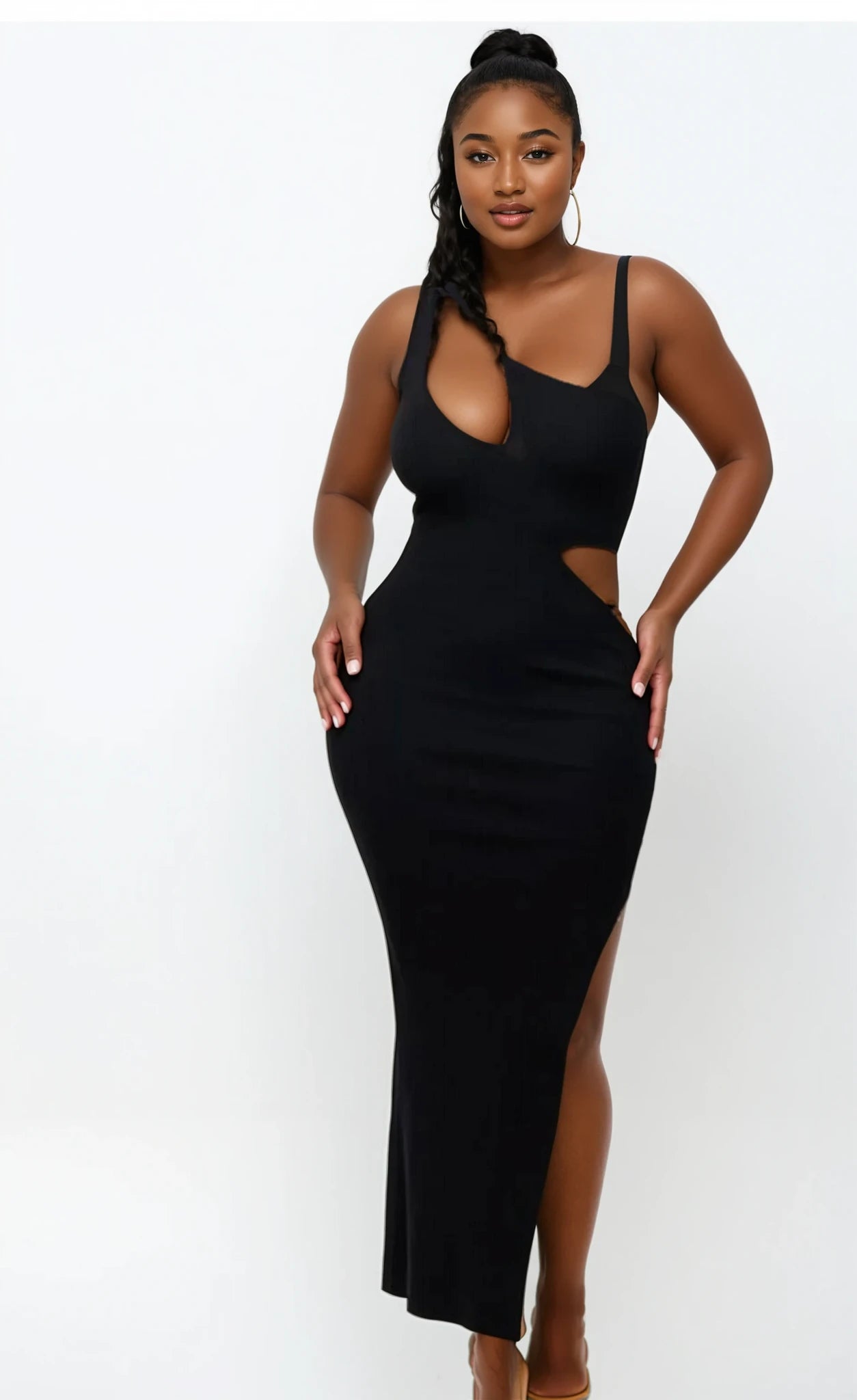 ONE SHOULDER SIDE SLIT MAXI DRESS