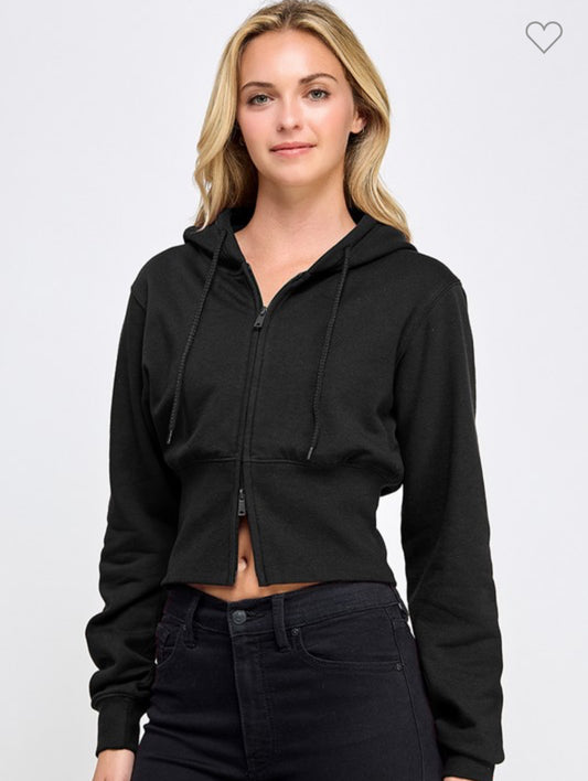 Cargo Short Set w/Cropped Two-Way Zip Up Hoodie
