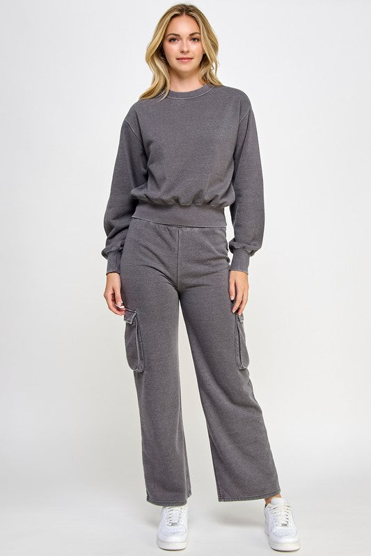 BURNOUT FLEECE SWEATSHIRT JOGGER SET